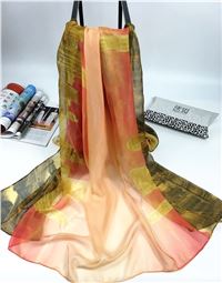 秋冬季威尼斯系列数码丝巾淡红