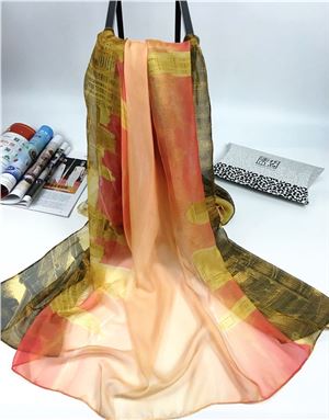 秋冬季威尼斯系列数码丝巾淡红