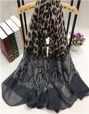 新款豹纹巴厘纱围巾①