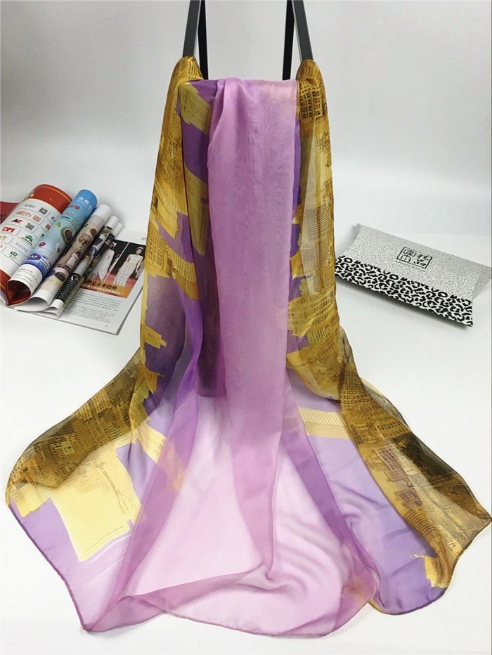 秋冬季威尼斯系列数码丝巾紫色