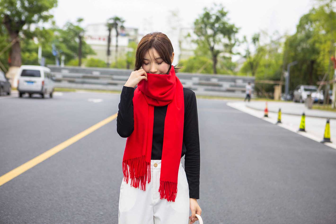 深红羊绒围巾——羊绒围巾、羊毛围巾、围巾定制